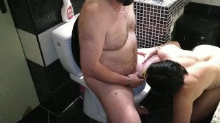 Bbw mother in law sucking dick ower toilet bowl