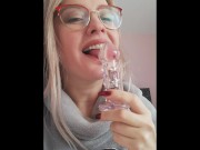 Preview 2 of Spontaneous first anal with a glass dildo and a sucking vibrator