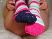 Preview 1 of Mismatched Fuzzy Sock Cum Explosion! - Footjob