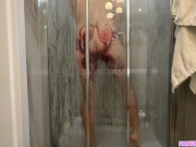 Preview 2 of Spying on my stepsister in shower to see her octopus ass tattoo