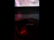 Preview 3 of Masturbating and Cumming to Lesbian Porn with Laptop
