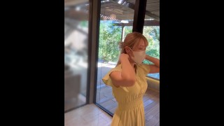 Japanese housewife Hasumi had erotic soaping and blowjob in the hot spring uncensored