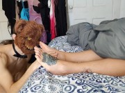 Preview 2 of Psycho Bear Sneaks Up & Fucks Her Feet