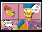 Preview 1 of The very slutty Marge fucks Ned Flanders when Homer was not at home, Spanish comic hd