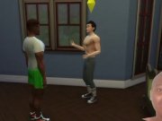 Preview 1 of Two Muscular Straight Guys Fuck Wildly On The Couch (Sims4) | Hentai Gay Yaoi | Naruto Anime