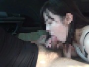 Preview 1 of Blowjob in the car. Erotic tongue crawling on penis