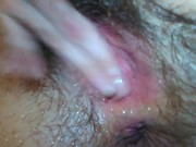 Preview 3 of hairy wet pussy gushes squirt onlyfans slut gushing masturbating tiny pink clit camgirl slut