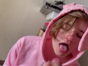 Preview 6 of Girl sucking dick in pink hoodie