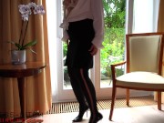 Preview 2 of sexy secretary fucked having sex meeting with the boss in front of a hotel window