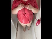 Preview 6 of Busty BBW wears a polo shirt into the shower.
