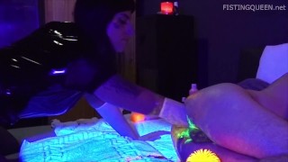 Blacklight Anal Play Fisting and Toying by QueenMiss and Fistdude