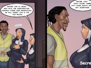 Preview 5 of Black Devotion part 3 - Nun's First Time Tasting sperm - Interracial Face Cum on construction site