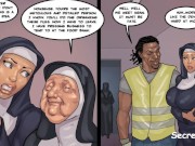 Preview 6 of Black Devotion part 3 - Nun's First Time Tasting sperm - Interracial Face Cum on construction site