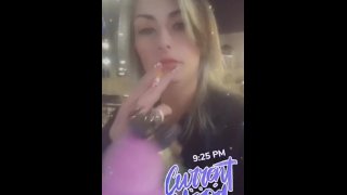 BBW stepmom MILF takes 420 smoking bong hits and gives a blowjob with cumshot his POV
