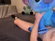 Preview 3 of Sex with my big plush toy Stitch, different positions, hard cum on very soft belly