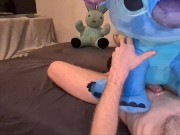 Preview 4 of Sex with my big plush toy Stitch, different positions, hard cum on very soft belly