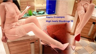 Apple Creampie high heels stockings 2+