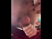 Preview 6 of Horny & Bent Over Boy SLUT Fingers Asshole While Cumming ON HIMSELF