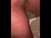 Preview 1 of FTM Pissing at Urinal In Public Bathroom