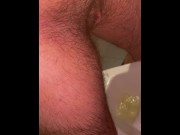 Preview 5 of FTM Pissing at Urinal In Public Bathroom