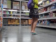 Preview 3 of Risky pussy n Butt Plug FLASHING in supermarket # Public NO PANTIES