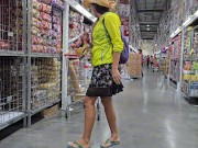 Preview 4 of Risky pussy n Butt Plug FLASHING in supermarket # Public NO PANTIES