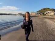 Preview 5 of [Behind the Scenes] Little walk on a beach seeing Mt.Fuji in the early autumn.