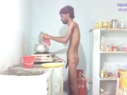 Preview 4 of Rajeshplayboy993 cooking curry nude in the kitchen part 2 and masturbating cock naked