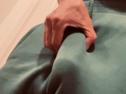 Preview 1 of Hung Guy Showing Off Green Sweatpants with Dick Print - Eataclit21