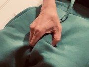 Preview 4 of Hung Guy Showing Off Green Sweatpants with Dick Print - Eataclit21