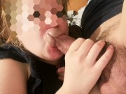 Preview 3 of throat blowjob from a young mommy big dick with big testicles, homemade, POV.