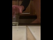 Preview 1 of Dirty Bathroom Fucking Kitchen Tool, Pissing, Piss, Pee, Peeing, Wet Pussy Hole Orgasm, Show