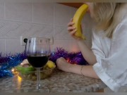 Preview 3 of New Year's mood masturbate with banana
