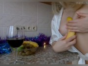 Preview 6 of New Year's mood masturbate with banana