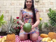 Preview 5 of I explode the watermelon with my monster cock and distribute it with cum to the neighbors...