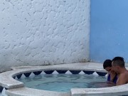 Preview 1 of LATIN COUPLE GET HORNY IN THE POOL AND END UP FUCKING OUTDOORS