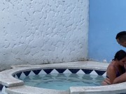 Preview 3 of LATIN COUPLE GET HORNY IN THE POOL AND END UP FUCKING OUTDOORS