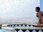 Preview 6 of LATIN COUPLE GET HORNY IN THE POOL AND END UP FUCKING OUTDOORS