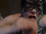 Preview 1 of Hot leashed milf whore gets spitted in face before big cumshoot on her slut face
