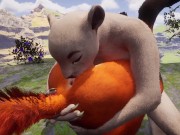 Preview 1 of Furry Threesome: Foxy and Wolf girls fucked by huge black cock | Yiff 3D Hentai
