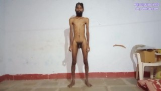 Rajeshplayboy993 exercising video. He has long beard and hairy uncut cock
