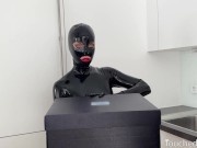 Preview 1 of TouchedFetish – Real married amateur fetish Couple in shiny Latex Rubber Catsuits | Homemade