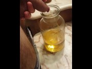 Preview 2 of Peeing in a jar to show off all my golden liquid