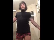 Preview 2 of Tgirl punk latina Goth Shemale big ass cum big cock