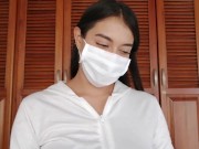 Preview 6 of Latex gloves and surgical mask fetish, cum swallow inside mask - Catalina Days