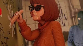 Velma Bathroom solo blowjob cums cartoon