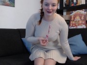 Preview 2 of Very sweet orgasm! Fucked with a candy cane until climax