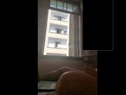 Preview 2 of Trying to be caught naked masturbating by neighborhood at open window part3