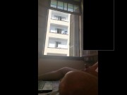 Preview 3 of Trying to be caught naked masturbating by neighborhood at open window part3