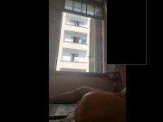 Preview 4 of Trying to be caught naked masturbating by neighborhood at open window part3